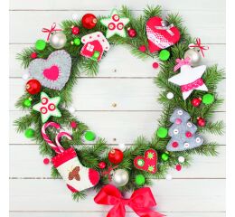 Ubrousky DAISY L (20ks) Xmas Wreath with Felt Decor