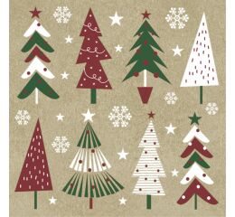 Ubrousky DAISY L (20ks) Christmas Trees on Kraft
