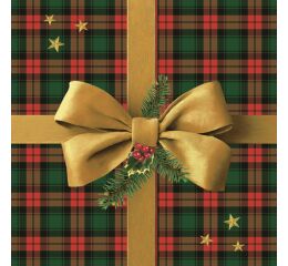 Ubrousky DAISY L (20ks) Gold Bow on Christmas Check