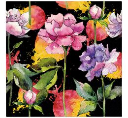 Ubrousky PAW Dekor L (20ks) Nora Flower black