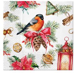 Ubrousky PAW Dekor L (20ks) Bullfinch with Lampion