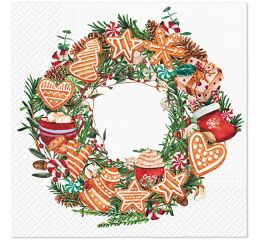Ubrousky PAW Dekor L (20ks) Gingerbread Wreath