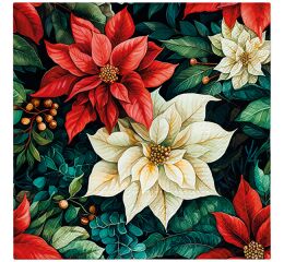 Ubrousky PAW Dekor L (20ks) Poinsettia on Black