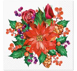 Ubrousky PAW Dekor L (20ks) Poinsettia with Cones