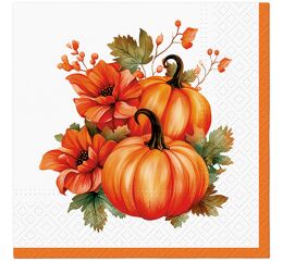 Ubrousky PAW Dekor L (20ks) Pumpkin with Flowers