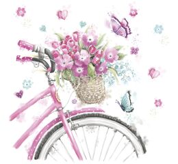 Ubrousky DAISY L (20ks) Pink Bicycle with Basket