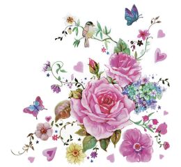 Ubrousky DAISY L (20ks) Drawn Roses with Butterflies
