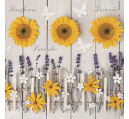 Ubrousky DAISY L (20ks) Lavender and Sunflower Composition with Wooden Sticks