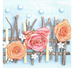 Ubrousky DAISY L (20ks) Pastel Roses Composition on Blue Background
