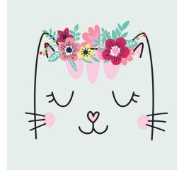 Ubrousky DAISY L (20ks) Smiling Cat with Flowers Wreath