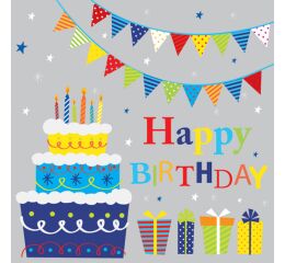 Ubrousky DAISY L (20ks) Happy Birthday Cake with Gifts