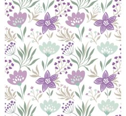 Ubrousky DAISY L (20ks) Violet and Mint Flowers Wallpaper