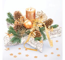 Ubrousky MAKI L (20ks) Golden decor on wooden Star