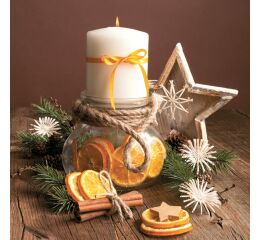Ubrousky MAKI L (20ks) Candle in Jar Full of Orange Slices