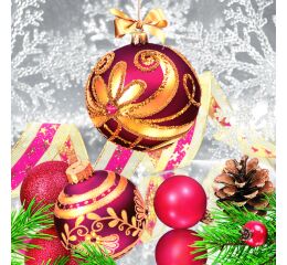 Ubrousky MAKI L (20ks) Elegance red Baubles with Snowflakes