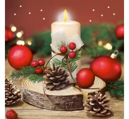 Ubrousky MAKI L (20ks) Bright Candle on Wood Slice