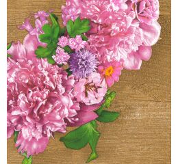 Ubrousky MAKI L (20ks) Pink Wreath with Peonies