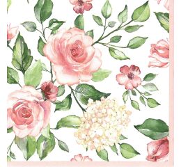 Ubrousky MAKI L (20ks) Watercolour Roses with Hydrangea