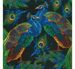 Ubrousky MAKI L (20ks) Embroidered Peacocks with Feathers