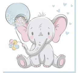 Ubrousky MAKI L (20ks) Baby Elephant with Blue Balloon