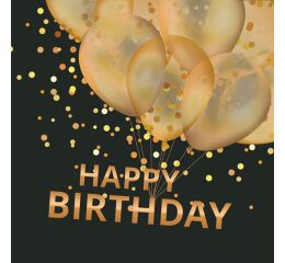 Ubrousky MAKI L (20ks) Happy Birthday Black