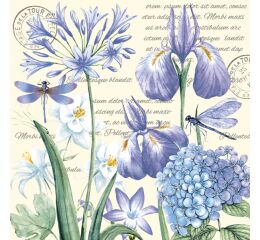Ubrousky MAKI L (20ks) Irises, Hydrangea and Dragonflies