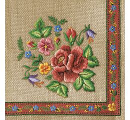 Ubrousky MAKI L (20ks) Roses Mountain Embroidery Folk on Grey