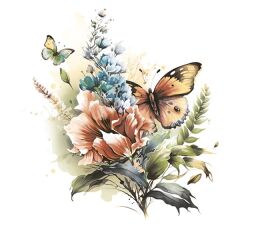 Ubrousky MAKI L (20ks) Butterfly and Floral Watercolour Illustration