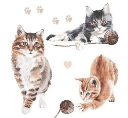 Ubrousky MAKI L (20ks) Warecolour Cats Playing with Yam