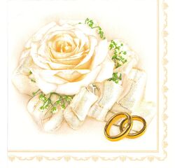 Ubrousky MAKI L (20ks) Wedding Rings & White Rose