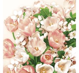 Ubrousky MAKI L (20ks) Pink Tulips & Cherry Blossom