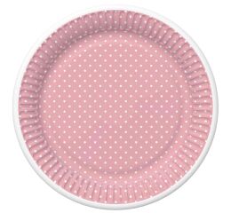 Papírový talíř malý - White Dots on Pink