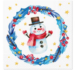 Ubrousky PAW TETE L (20ks) Cute Snowman in Garland