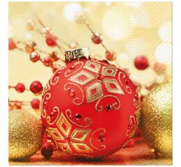 Ubrousky PAW TETE L (20ks) Red and Gold Bauble