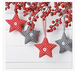 Ubrousky PAW TETE L (20ks) Gray and Red Stars