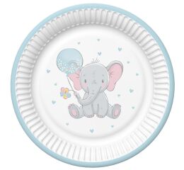 Papírový talíř malý - Baby Elephant with Blue Balloon