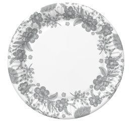 Papírový talíř malý - Floral Illustration Silver