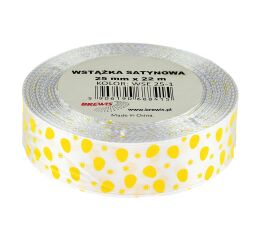 Velikonoční atlasová stuha 12 mm bílá - 01