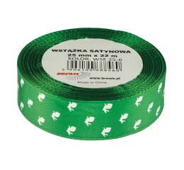 Velikonoční atlasová stuha 12 mm zelená - 06