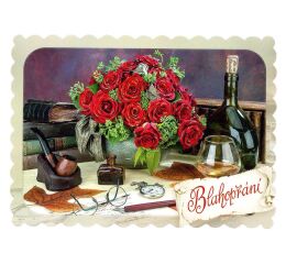 Pohlednice S-328 Srdečné glitr