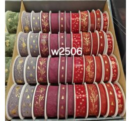 Vánoční stuhy s drátkem - červené mix 2506