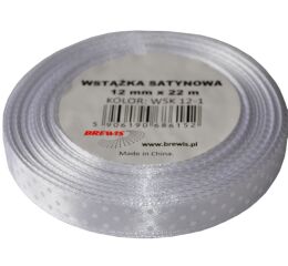 Atlasová stuha s puntíky 12 mm bílá - 01