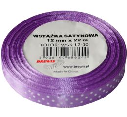 Atlasová stuha s puntíky 12 mm fialová - 10