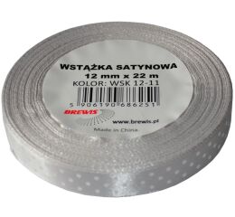 Atlasová stuha s puntíky 12 mm stříbrná - 11