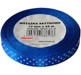 Atlasová stuha s puntíky 12 mm modrá - 40