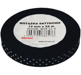 Atlasová stuha s puntíky 12 mm černá - 39