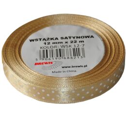 Atlasová stuha s puntíky 12 mm hnědá - 07