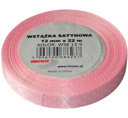 Atlasová stuha s puntíky 12 mm růžová - 09