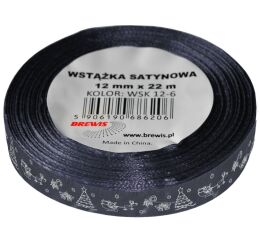 Vánoční atlasová stuha 12 mm šedá - 10