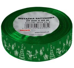 Vánoční atlasová stuha 25 mm zelená - 09